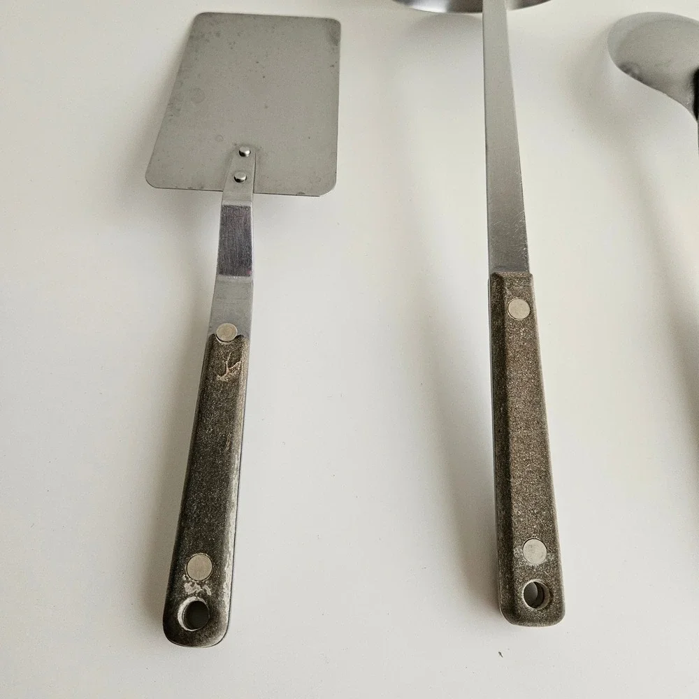 Ekco Flint Arrowhead Vintage Stainless Steel Kitchen Utensil‎ Set 3pc USA FLAWS